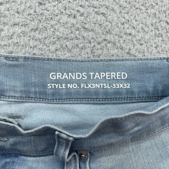 Mugsy Grands Jeans Mens 33x30 Tapered Blue Stretch Denim Light Wash - Picture 7 of 12